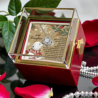 Winter Polar Bear Card, To My Daughter Love Knot Necklace, Cubic Zirconia Knot Pendant, Meaningful Christmas Present for Daughter from Mom Dad