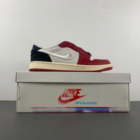 Low Top Sneakers, White Red Colorway, Lace Up Design, Casual Gift for Sneaker Fans