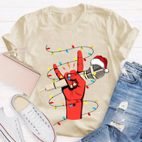 Festive Singer Holiday Graphic Tee, Christmas Microphone Santa Hat Shirt, Music Lover Christmas T-Shirt, Vocalist Musician Xmas Present