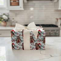 Watercolor Evergreen Christmas Gift Wrap, Equestrian Santa on Brown Horse Wrapping Paper, Rustic Holiday Paper, Festive Wrapping Paper Roll