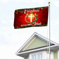 Religious Holiday Garden Flag, Its All About Jesus Christmas House Flag, Double Sided Christian Faith Yard Flag, Xmas Porch Decor