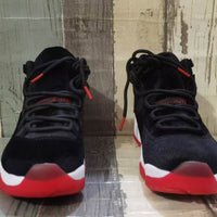 High Top Sneakers, Black Red Colorway, Lace Up Design, Casual Gift for Sneaker Fans