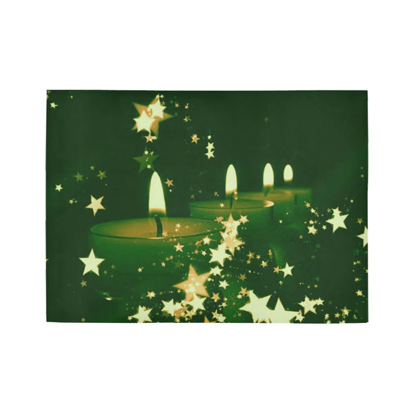 Holiday Star Hallway Rug, Christmas Candles Runner Rug Green, Non-Slip Festive Kitchen Runner Rug, Winter Long Floor Mat, Xma