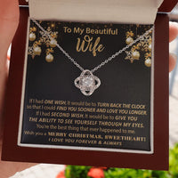 Christmas Message Card Jewelry, Love Knot Necklace for Wife, 14k White Gold Over Stainless Steel Pendant, Romantic Holiday Present for Her