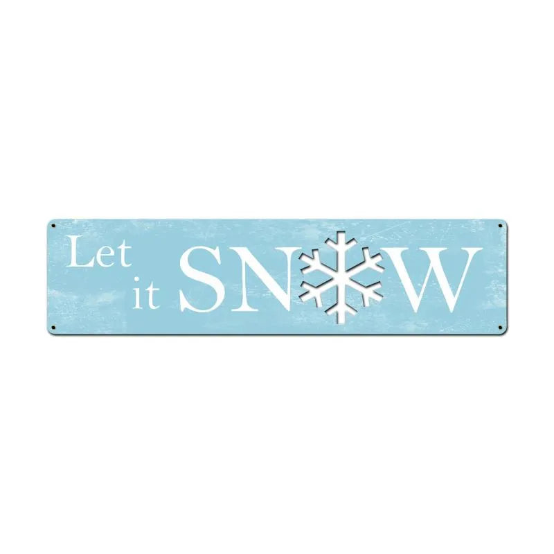 Vintage Winter Holiday Metal Sign, Let It Snow Metal Sign, Rustic Christmas Wall Decor Metal Sign, Seasonal Home Porch Decor Present