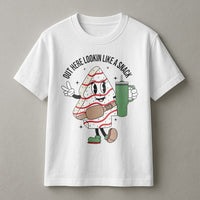 Out Here Lookin Like A Snack Shirt, Christmas Tree Cake T-Shirt, Humorous Holiday Snack Graphic Tee, Retro Christmas Tree Cake Tee, Xmas Present