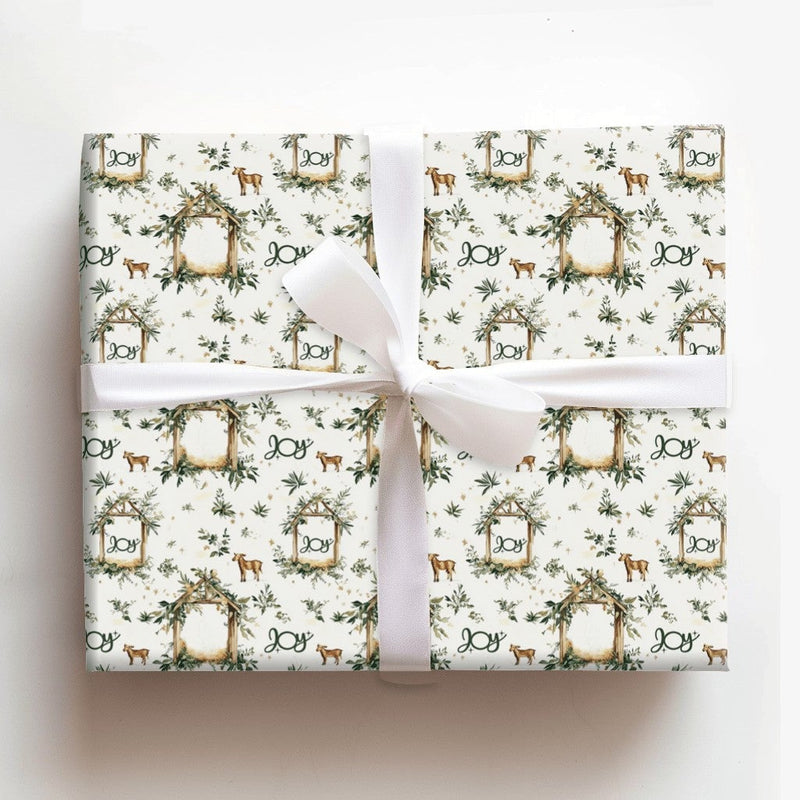 Christian Joy Manger Wrapping Paper, Nativity Christmas Wrapping Paper, Religious Holiday Gift Wrap, Church Donkey Wrapping Paper, Xmas Roll