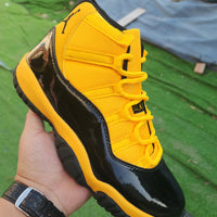 High Top Sneakers, Black Yellow Orange Colorway, Lace Up Design, Casual Gift for Sneaker Fans