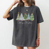 Merry Christmas Shirt, Watercolor Christmas Tree T-Shirt, Festive Holiday Graphic Tee, Xmas Winter Apparel, Christmas Present