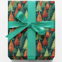 Comfy Forest Winter Gift Wrap, Rustic Woodland Christmas Wrapping Paper, Pine Tree Holiday Gift Wrap Roll, Nature Evergreen Wrapping Paper