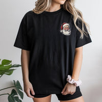Minimalist Santa Graphic Tee, Santa Claus Pocket Shirt, Festive Christmas T-Shirt, Holiday Season Pocket Shirt, Adorable Xmas Shirt Present