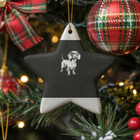 Star Ceramic Dog Ornament, Patriotic Dachshund Christmas Ornament, American Flag Dog Keepsake, Weiner Dog Holiday Decor, Present for Dog Mom