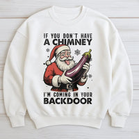 Rude Eggplant Chimney Sweatshirt, Humorous Santa Christmas Sweatshirt, Adult Humor Holiday Crewneck, Rude Xmas Sweater, Adult Sweatshirt Present