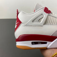 Retro Low Top Sneakers, White Red Gray Colorway, Suede Footwear, Lace Up Design, Casual Gift for Sneaker Fans