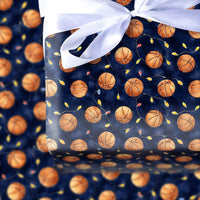 Sports Holiday Gift Wrap, Basketball Christmas Wrapping Paper, Watercolor Basketball Present Paper, Athlete Coach Christmas Gift Wrap Roll