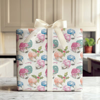 Watercolor Sports Christmas Gift Wrap, Hockey Helmets and Candy Canes Wrapping Paper, Hockey Fan Wrapping Paper Roll, Festive Present Wrap