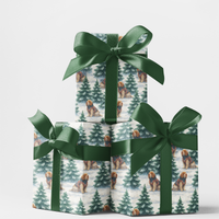 Festive Spaniel Dog Gift Wrap, Clumber Spaniel Christmas Wrapping Paper, Adorable Dog Holiday Wrapping Paper, Xmas Dog Lover Present Paper Roll