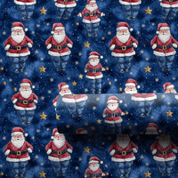 Humorous Denim Santa Gift Wrap, Santa in Blue Jeans Wrapping Paper, Starry Night Christmas Wrapping Paper, Whimsical Holiday Gift Wrap Roll