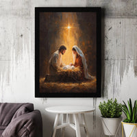 Holy Family Canvas Print, Nativity Scene Canvas Wall Art, Religious Oil Painting Style Canvas, Christian Christmas Wall Decor Art Present