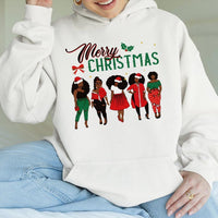 Festive Melanin Queen Holiday Pullover, Black Girl Magic Christmas Hoodie, African American Xmas Hooded Sweatshirt, Winter Present for Her