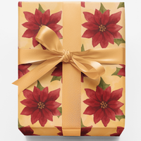 Floral Holiday Gift Wrap Roll, Watercolor Poinsettia Christmas Wrapping Paper, Festive Botanical Wrapping Paper, Elegant Xmas Gift Wrap