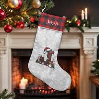 Personalized Letter J Xmas Stocking, Monogram Letter J Christmas Stocking, Custom Name Christmas Stocking, Festive Holiday Decor Stocking