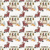 Comfy Christmas Wrapping Paper, Fireside Santa Wrapping Paper, Plaid Santa Holiday Gift Wrap Roll, Classic Winter Present Wrapping Paper