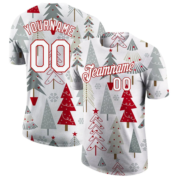 Personalized Xmas Sports Tee, Custom Christmas Performance Shirt, Name and Number Holiday T-Shirt, Athletic Workout Graphic S