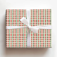 Red and Green Diamond Holiday Gift Wrap, Geometric Christmas Wrapping Paper, Retro Garland Present Wrap, Festive Winter Wrapping Paper Roll