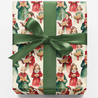Christmas Choir Holiday Gift Wrap, Vintage Carolers Wrapping Paper, Nostalgic Xmas Wrapping Paper, Traditional Retro Gift Wrap Paper Roll