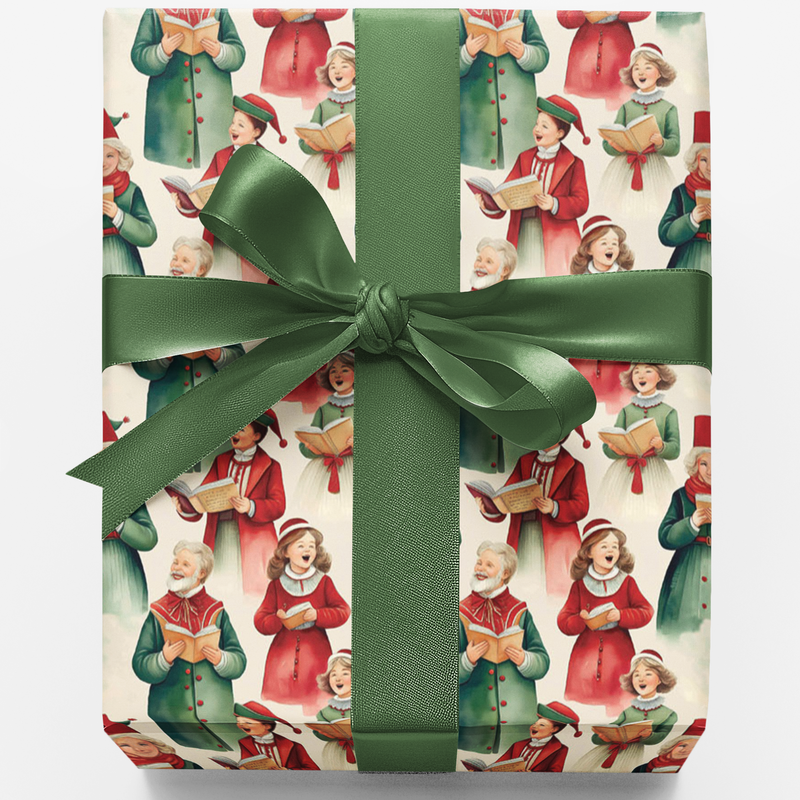 Christmas Choir Holiday Gift Wrap, Vintage Carolers Wrapping Paper, Nostalgic Xmas Wrapping Paper, Traditional Retro Gift Wrap Paper Roll