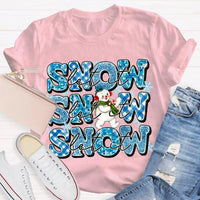 Snowflake Snowman Graphic Tee, Let It Snow Christmas T-Shirt, Adorable Winter Holiday Shirt, Festive Xmas Snowmen Tee, Winter Season Family Present