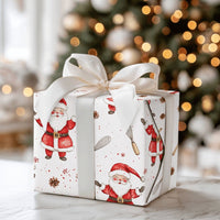 Pinecone and Whisk Gift Wrap Roll, Baking Santa Christmas Wrapping Paper, Culinary Chef Present Paper, Holiday Baker Gift Wrap