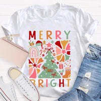 Festive Holiday Graphic Tee, Merry and Bright Christmas Trees T-Shirt, Adorable Winter Tree Shirt, Christmas Season Unisex Apparel Present