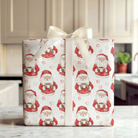 Hot Cocoa Christmas Gift Wrap, Watercolor Santa Wrapping Paper, Adorable Santa Claus Holiday Wrapping Paper, Polka Dot Xmas Wrapping Paper Roll