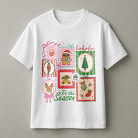 Festive Reindeer Holiday Shirt, Adorable Gingerbread Christmas T-Shirt, Retro Xmas Collage Graphic Tee, Holiday Season Party T-Shirt Present