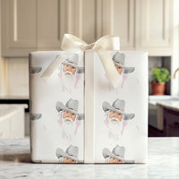 Western Christmas Gift Wrap, Cowboy Santa Wrapping Paper, Watercolor Rustic Country Santa Wrapping Paper, Holiday Rodeo Gift Wrap Roll