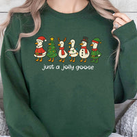 Silly Duck Holiday Sweater, Jolly Goose Christmas Sweatshirt, Humorous Animal Graphic Crewneck, Adorable Winter Season Pullover Present