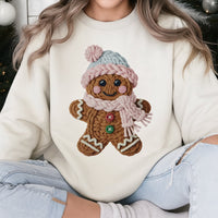 Yarn Knit Gingerbread Sweater, Adorable Gingerbread Man Sweatshirt, Christmas Holiday Crewneck, Festive Gingerbread Sweatshirt, Present for Her