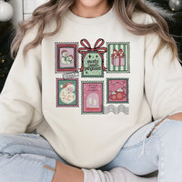 Adorable Postage Stamp Holiday Sweatshirt, Merry and Pregnant Christmas Sweatshirt, Baby Announcement Sweatshirt, Expecting Mom Xmas Crewneck