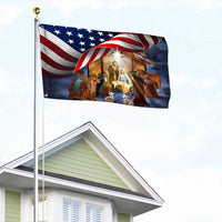 Religious USA House Flag, Christmas Nativity American Flag, Double-Sided Holy Night Garden Flag, Christian Holiday Yard Banner Decor