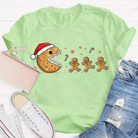 Adorable Snowflake Christmas Tee, Christmas Biscuit Santa Hat Shirt, Holiday Biscuit T-Shirt, Winter Cookie Shirt, Christmas Present for Women