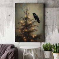 Dark Academia Winter Canvas Print, Gothic Raven Christmas Canvas Art, Moody Holiday Wall Art, Gothic Christmas Canvas, Witchy Winter Present