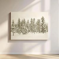 Snowy Pine Trees Landscape Scenery, Winter Forest Canvas Wall Art Print, Serene Christmas Nature Decor, Digital Download