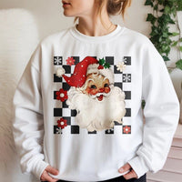 Checkered Christmas Santa Sweater, Retro Santa Sweatshirt, Vintage Santa Holiday Crewneck, Retro Santa Claus Sweatshirt, Adorable Xmas Present