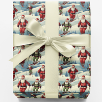 Vintage Winter Sports Gift Wrap, Skiing Santa Wrapping Paper, Retro Christmas Wrapping Paper, Holiday Present Paper Roll