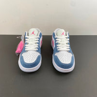 Low Top Sneakers, Blue White Pink Colorway, Lace Up Design, Casual Gift for Sneaker Fans