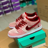 Low Top Sneakers, Pink White Colorway, Valentine Design, Lace Up Design, Casual Gift for Sneaker Fans