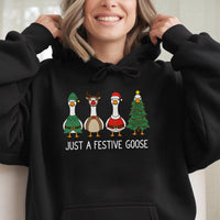 Adorable Festive Holiday Bird Hoodie, Humorous Christmas Goose Hoodie, Retro Winter Animal Graphic Hoodie, Comfy Xmas Hooded Sweatshirt, Present