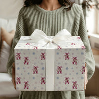 Pointe Shoes Holiday Gift Wrap, Ballet Slippers Christmas Wrapping Paper, Winter Snowflake Wrapping Paper, Ballerina Dancer Present Wrap